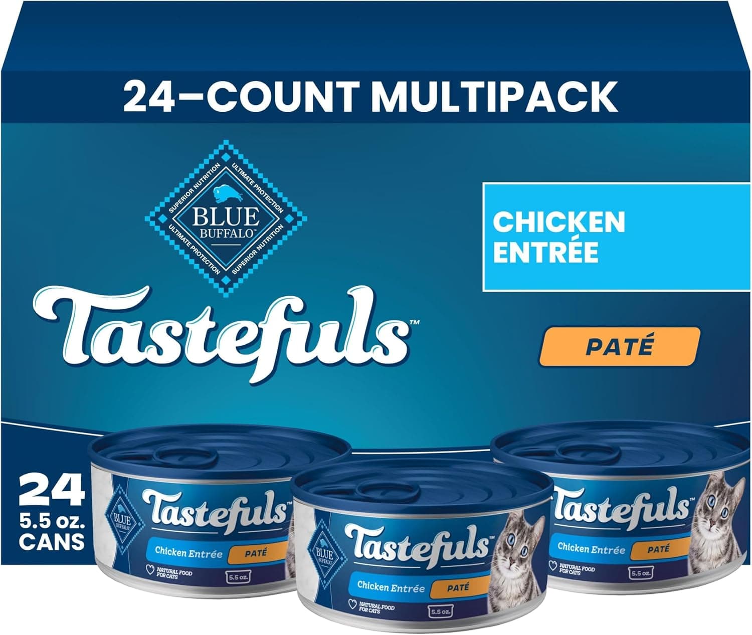Official product photo of Blue Buffalo Tastefuls Chicken Pâté wet cat food 24-pack