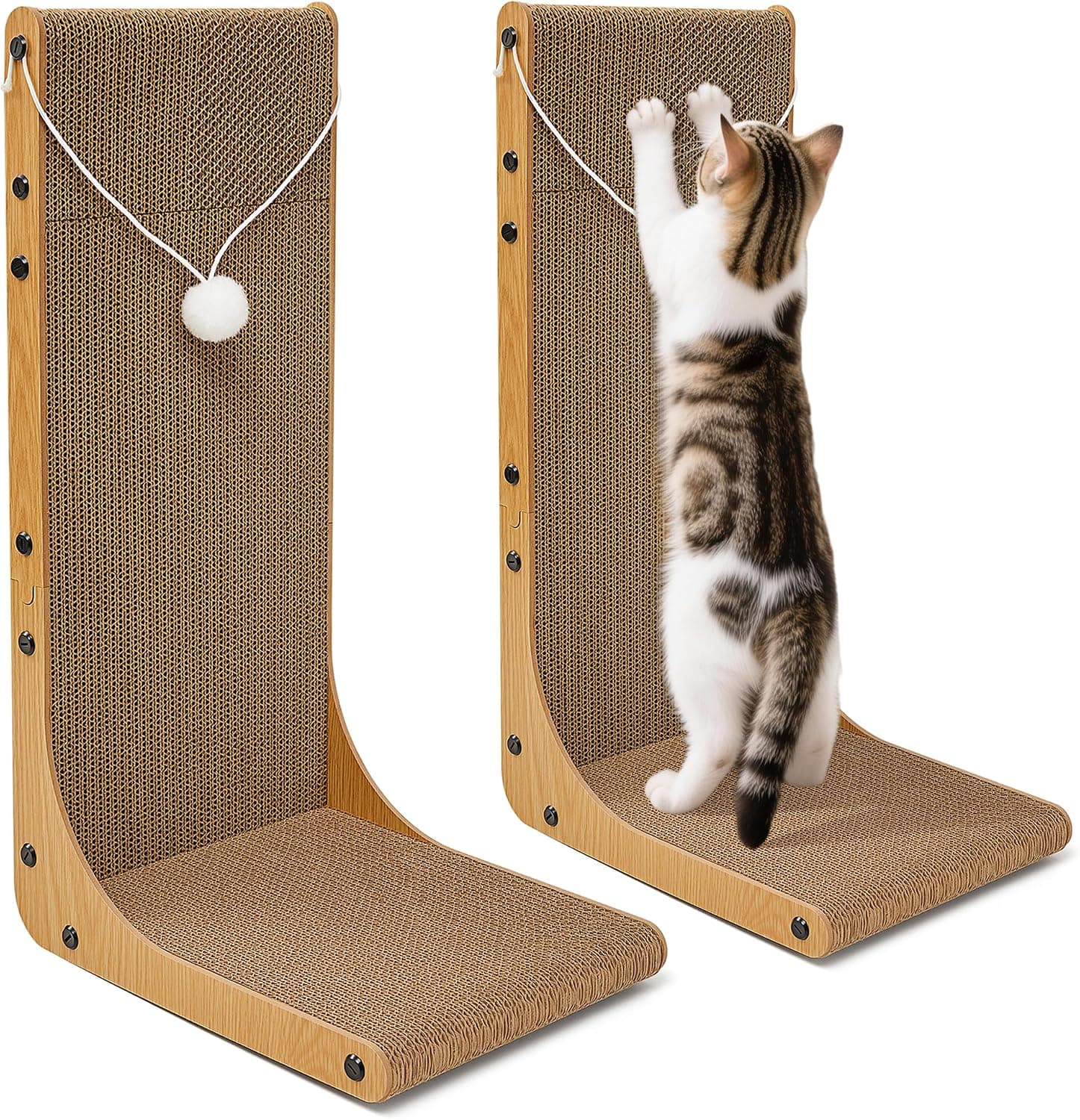 Official product photo of L-shaped cardboard cat scratchers